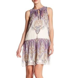 Melrose and market small paisley sheer overlay dress swim coverup keyhole purple